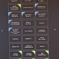 Vegan flavours clearly labeled (green tags) at aROMA Gelato in Umag