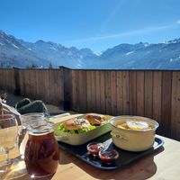 Can it get better than this? Side terrasse in a good weather. at Lumberjack Bio-Bergrestaurant in Kleinarl