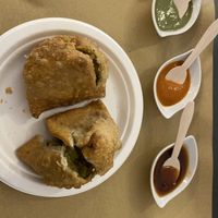 Samosa with chutnies   at Just Desi in Lecce