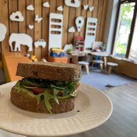 They made a vegan sandwich for us! The children’s playground is also nice!   at Cafe Bitīte in Jurmala