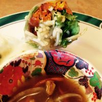 spring roll with peanut dipping sauce  at Good Vibes in Huntington Beach