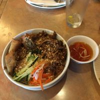 bbq prok and eggroll vermicelli bowl! my #1 at Good Vibes in Huntington Beach