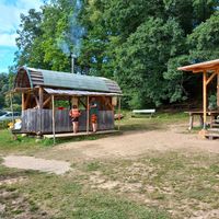 A stand with cooking place at Placky u Rohana in Holubov