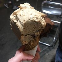 Hazelnut and chocolate orange in a cone  at Cento Gelato Artigianale Italiano in Naples