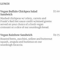 Vegan menu  at Crust & Crumbles in Rockford