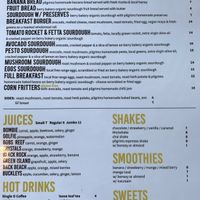 Menu at Pilgrims Vegetarian Cafe in Milton