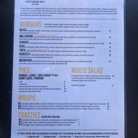 Menu Food side at Pilgrims Vegetarian Cafe in Milton