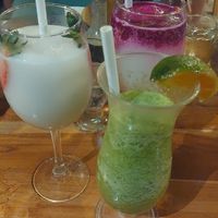House lemonade (green) and two of the available mocktails at Coco Loco in Playa Flamingo