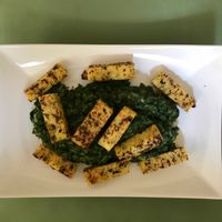 Polenta spinach at Barca in Bucharest