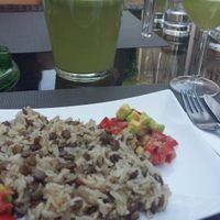 Rice with lentils, avocados, and tomatoes at Barca in Bucharest