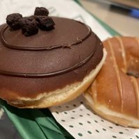 Choc and caramel donut  at Krispy Kreme in North West London
