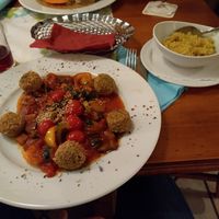 Falafel mit Gemüse in Tomatensoße und Reis at Weinstube Grimm in Rottweil