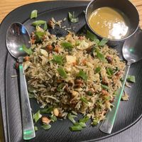 Satay rice dish   at Tat Cafe in Rishikesh