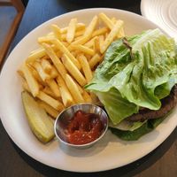 Impossible buger letus style with fries at Rad Radish in San Francisco