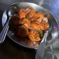 Spicy mushroom momos - delicious!  at Sabal Khaja Ghar in Kathmandu