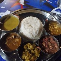 Nepali thali set with mushroom curry at Sabal Khaja Ghar in Kathmandu