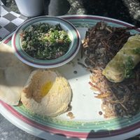 Veggie sampler plate (lentil soup is also included)    at Nunu's Mediterranean Cafe and Market in Oklahoma City
