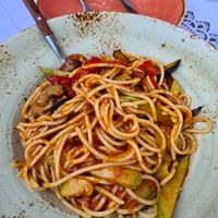 Spaghetti with vegetables at Balsamico in Ioannina