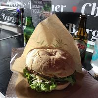 No beef burger  at Food & Friends Food Truck in Sao Miguel