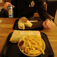 Burrito, taco & fries. at Cosy Tacos in Bordeaux