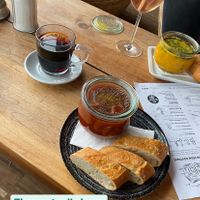 My vegan currywurst and the pumpkin soup of my friend  at Weisse Düne in Norderney