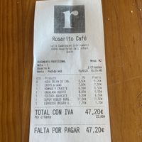 La cuenta para dos personas, todos los platos veganos de la carta  at Rosarito Cafe in L Hospitalet De L Infant