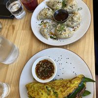 Breakfast dumplings and the crepe - highly recommend   at Momo Wholefood in Newcastle