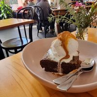 Sticky date pudding at Momo Wholefood in Newcastle