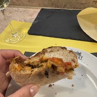 Vegan ciabatta. Good but would pass next time. The bread wasn’t warm  at Time Out Market in Lisbon