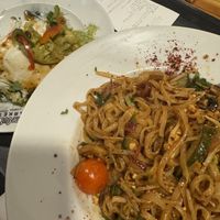 Asian lab. Pad Thai and vegan gyoza    at Time Out Market in Lisbon