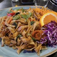 Drunken noodles with mock duck   at Thai Flavors in Des Moines