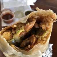Vegan soy pastor burrito  at Super Cucas in Santa Barbara