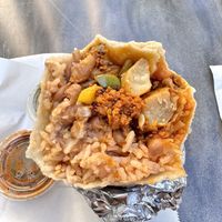 Inside the vegan burrito w/ soya pastor  at Super Cucas in Santa Barbara