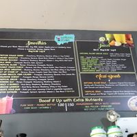 Smoothie and juice menu at Natural Blend in Brooklyn
