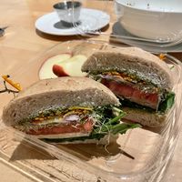 Vegan sandwich with fruit at The Tomato Head - downtown in Knoxville