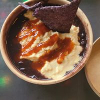 Black bean hummus with blue corn chips at The Tomato Head - downtown in Knoxville
