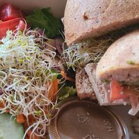 Vegetarian sandwich with grilled tofu and vegan cheese at The Tomato Head - downtown in Knoxville