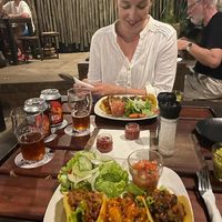 Vegan tacos with three types of filling  at The River Brewery in Victoria Falls