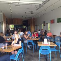 garage-like open space for dining at Green New American Vegetarian in Phoenix