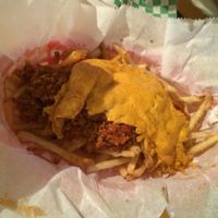 Chili cheeze fries. at Green New American Vegetarian in Phoenix