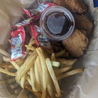 Chicken nugget basket at Green New American Vegetarian in Phoenix