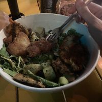 Three fighting artichoke as a salad with double mock blackened chik’n (half eaten, sorry)   at Green New American Vegetarian in Phoenix