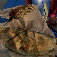 Thyme Fries and Vegan Chick’n’ Quesadilla 😛  at Green New American Vegetarian in Phoenix