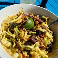 Red curry with noodles   at Green New American Vegetarian in Phoenix