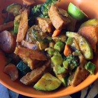 coconut curry rice bowl with house tofu at Green New American Vegetarian in Phoenix