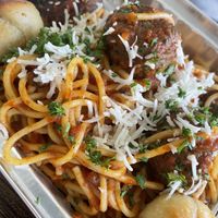Spaghetti and vegan meatballs  at Plant Pizza in Cooper City