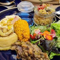 Brunch - set menu with a variety of yummy vegan food and fresh juice and coffee = €23 at Hododa in Marseille