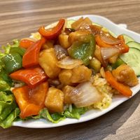 Tofu and veg dish   at Lian Hua Vegetarian in Hanoi