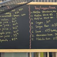 Drinks menu at Lian Hua Vegetarian in Hanoi