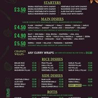 Vegan menu at Spice Station in South Shields